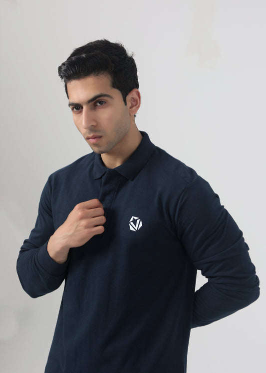 Navy Long Sleeves Polo